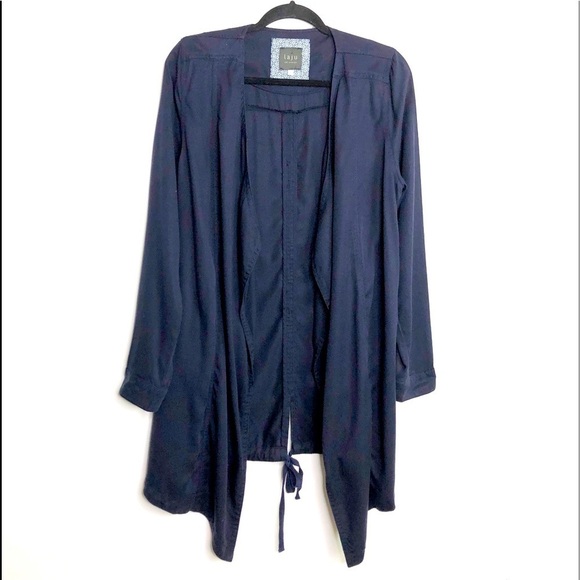 𝅺Laju Los Angeles Anthropologie navy blue open closure duster jacket - Picture 1 of 9